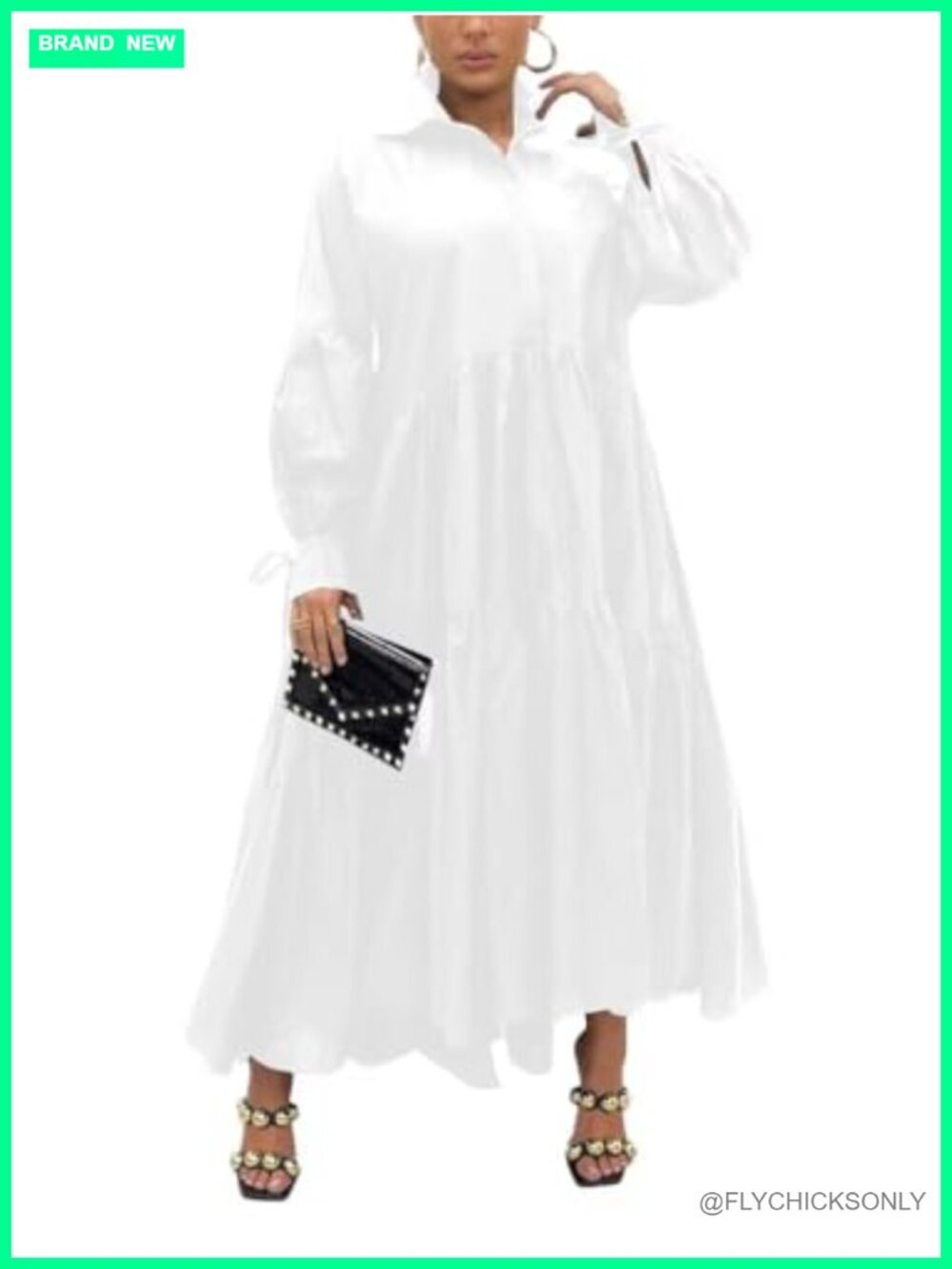 Womens Maxi Shirt Dress Button Down Collar Long Sleeve Loose Fit Casual